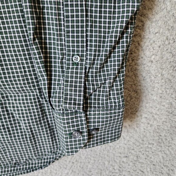 Banana Republic Green Mini Check Gingham Long Sleeve Button Down Shirt Size L - Picture 6 of 15